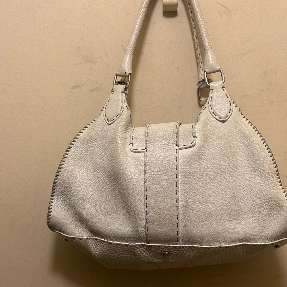 Fendi selleria authentic 925 vintage pebble leather vintage Cream Handbag - Picture 14 of 15